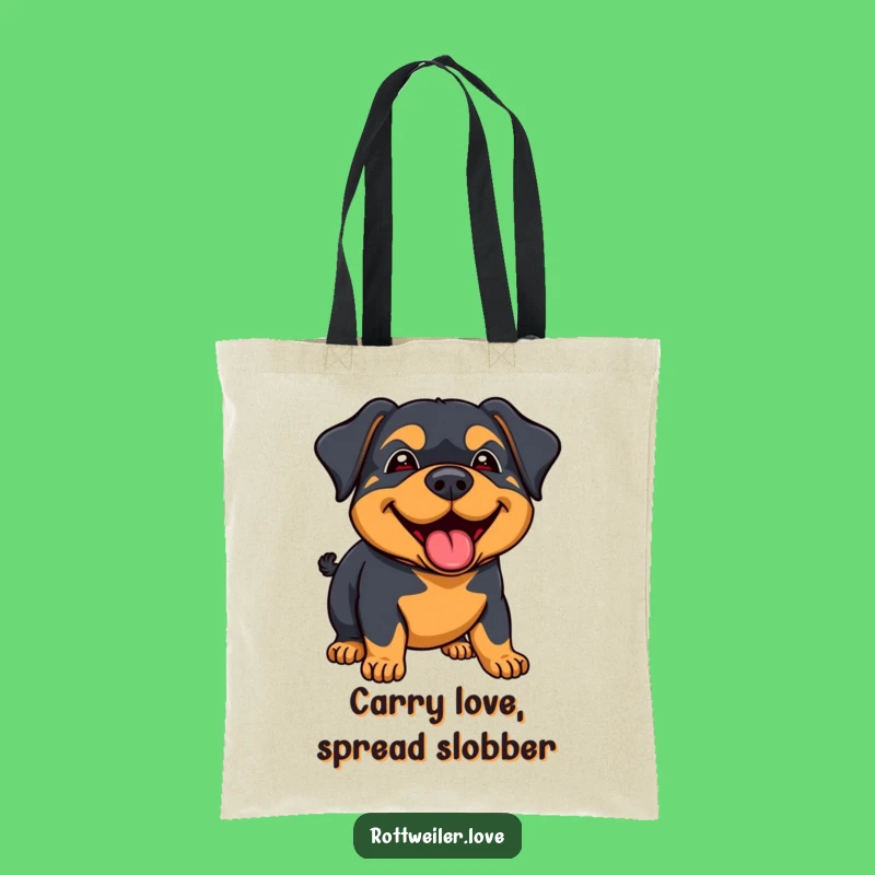 Funny Rottweiler Lick Tote Bag: Joyful Dog Carrier, Happy Groceries!