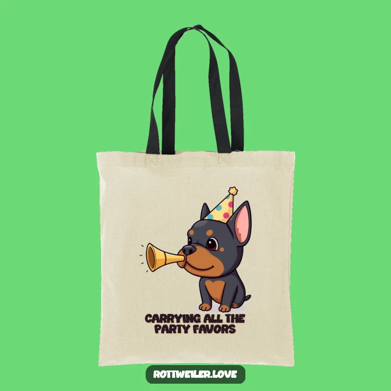 Funny Rottweiler Tote Bag: Carry Your Essentials with This Hilarious Party Dog