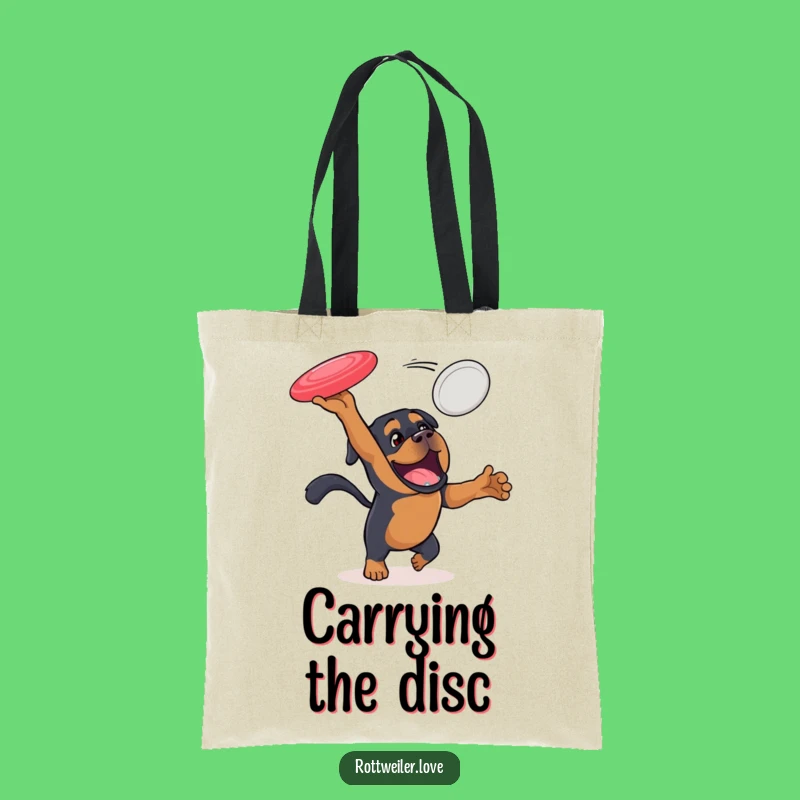 Funny Rottweiler Tote Bag: Disc Chase, Active Style, Dog Lover Accessory!
