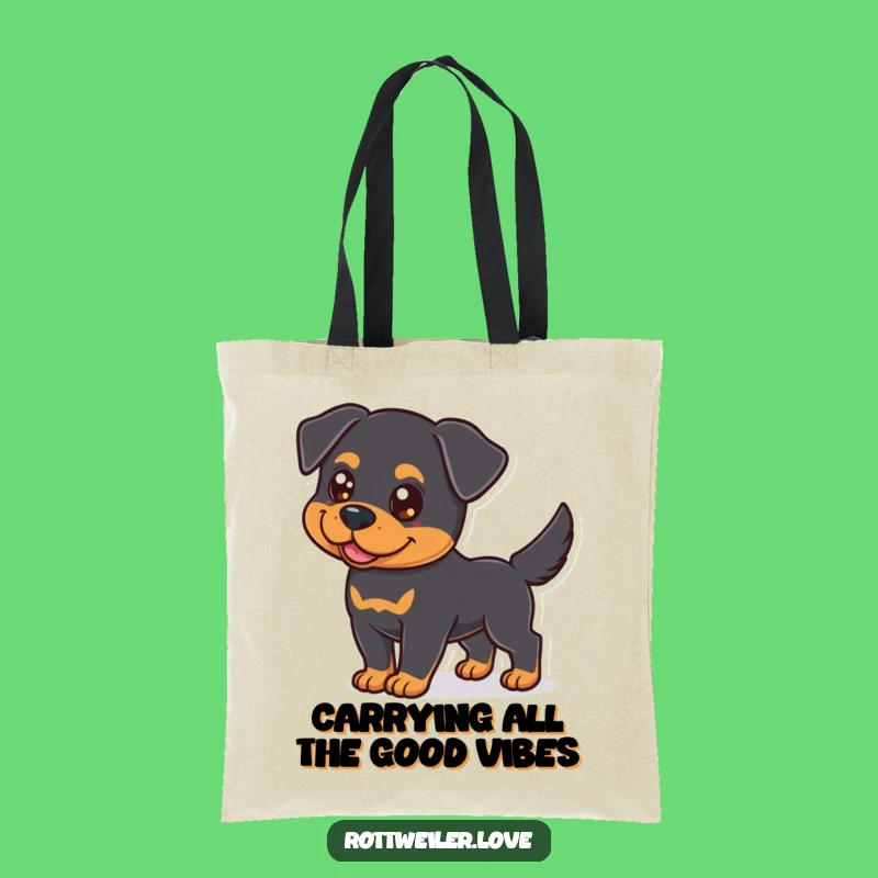 Funny Rottweiler Tote Bag: Durable Dog Gift with Wagging Tail