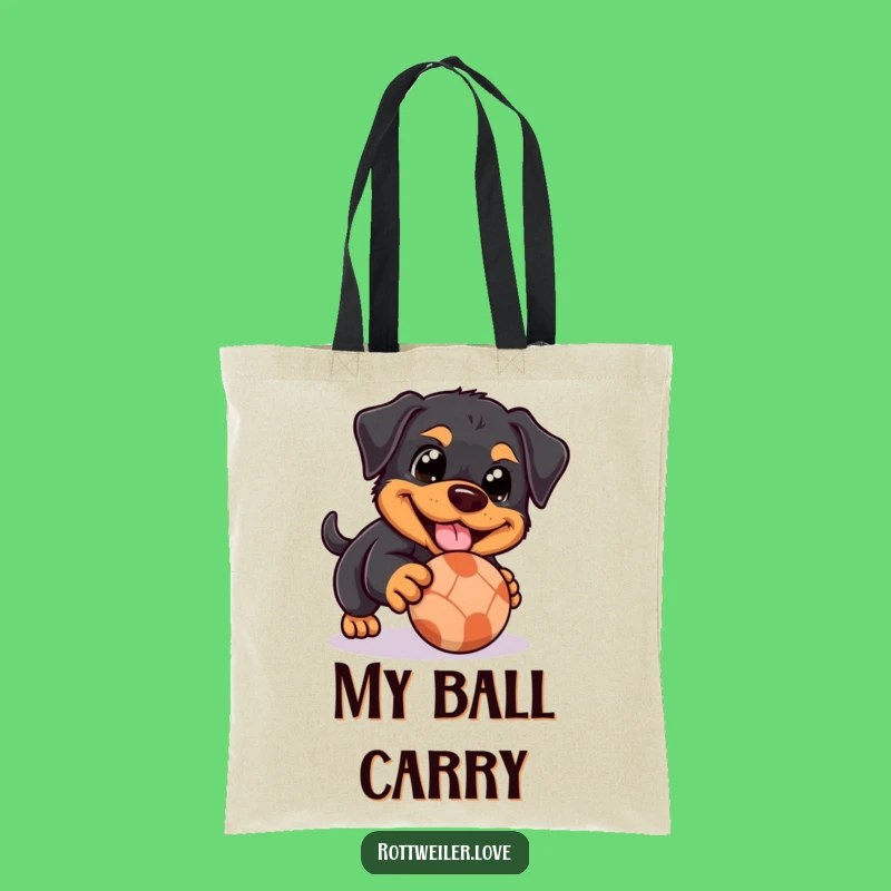 Funny Rottweiler Tote Bag: Playful Ball, Happy Style, Dog Lover Accessory!