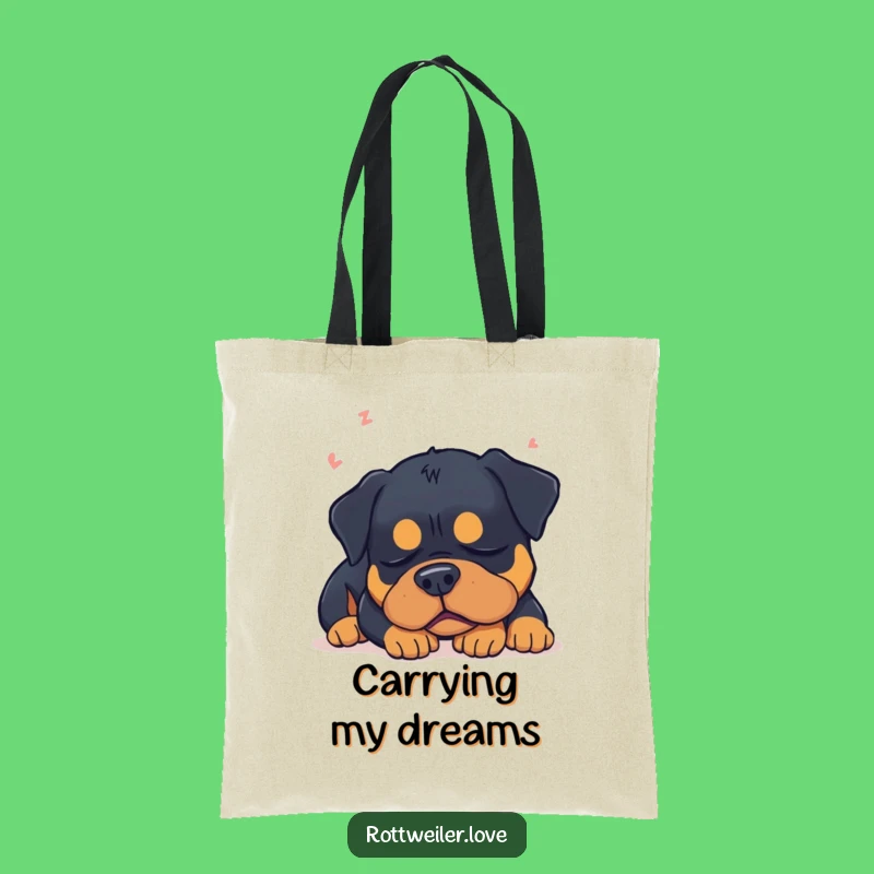 Funny Sleepy Rottweiler Dream Tote Bag: Relaxed Dog Accessory Gift