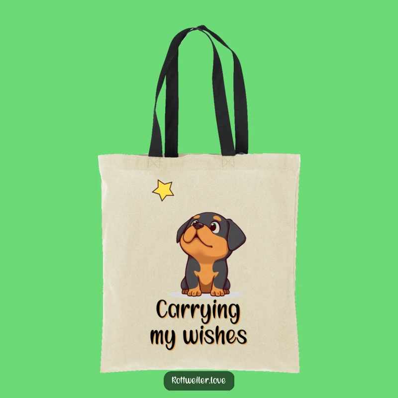 Funny Surprised Rottweiler Tote Bag: Wish Star Dog Accessory Gift
