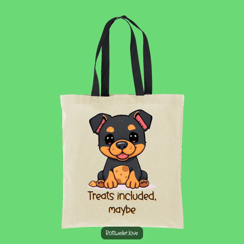 Funny Kawaii Rottweiler Treat Tote Bag - Adorable Hopeful Pup Bag Gift